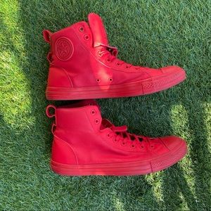 Converse high top red sneakers